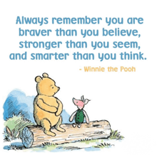 a quote from winnie the pooh is on a poster