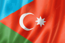 the flag of azerbaijan has a crescent moon and a star