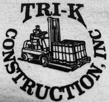 a tri-k construction logo with a forklift