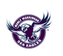 a logo for the manly warringah sea eagles with an eagle in the center