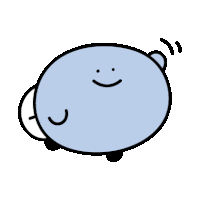 a cartoon drawing of a blue object with a smiley face