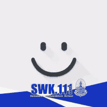 a white background with a smiley face and the words swk111 year on it