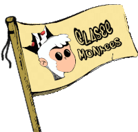 a cartoon drawing of a flag that says classe monkees on it