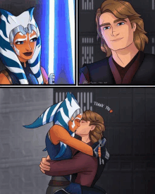 a cartoon of ahsoka tano and anakin skywalker