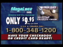 an advertisement for a megaloss 1000 miracle diet pill program for only $ 9.95