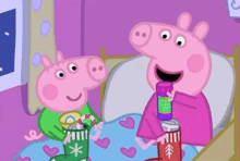 peppa pig is looking at herself in the mirror