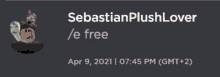 a screenshot of sebastianplushlover / e free