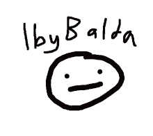 a drawing of a face with the name iby balda