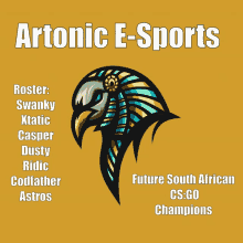 a poster for artonic e-sports shows a pharaoh head