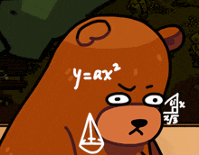 a cartoon bear has a mathematical equation on its face