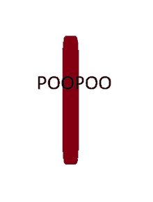 a red cross with the word poopoo written below it