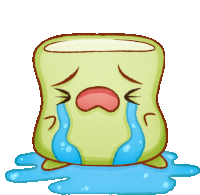 a cartoon drawing of a marshmallow with tears running down its face