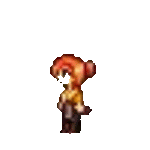 a pixel art of a girl with red hair in a bun .