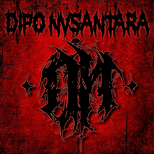 a red background with the words dfo nusantara written in black