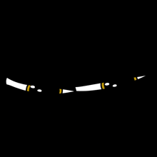 a cartoon drawing of a sword with a black background and yellow stripes .