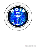 a blue circle with the word moin and an anchor