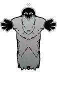 a pixel art drawing of a ghost with its arms outstretched .