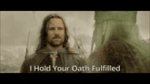 a man with long hair and a beard says i hold your oath fulfilled in front of a ghost