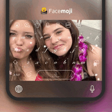 a screenshot of a facemoji app showing two girls