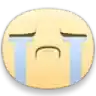 a yellow smiley face with tears coming out of its eyes .