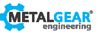 a logo for metalgear engineering with a gear on it