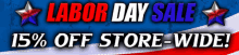 a sign that says labor day sale 15 % off store-wide on it