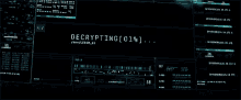 a computer screen that says decrypting [ 01 % ] on it