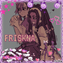 a drawing of a couple with the word friskna written on it