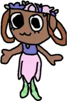 a cartoon drawing of a girl with flowers on her head