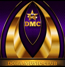 a logo for the doha music club with a gold star