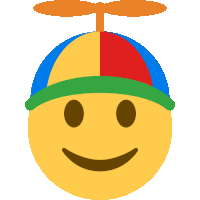 a smiley face with a hat with a propeller on it