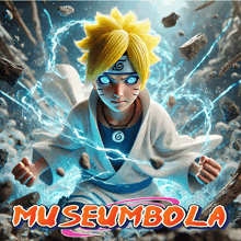 a poster with a cartoon character and the words museumbola on it