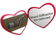 shard diffractor my beloved written on a heart shaped mirror