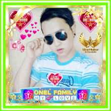 a picture of a boy with sunglasses and the words onel family my love on it