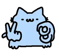 a pixel art drawing of a cat giving the peace sign