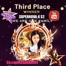 third place winner of supernova x s2 we are one family