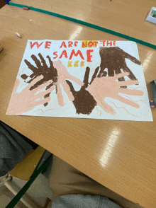 a drawing of hands with the words we are not the same on it