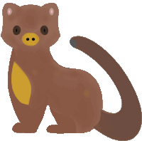 a cartoon drawing of a brown furry animal with a yellow patch on its chest