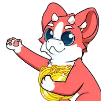 a cartoon of a cat holding a bunch of coins