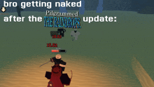 a screenshot of a video game that says " bro getting naked after the raindrops "