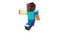 a minecraft character with a man 's face in the background