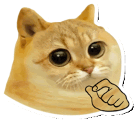 a sticker of a cat with a fist pointing at the camera