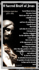 a poster that says o sacred heart of jesus by st. madeleine-sophie barat