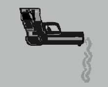 a pixel art drawing of a black truck with smoke coming out of the exhaust pipe .