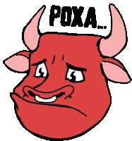 a drawing of a bull with the word poxa written on it