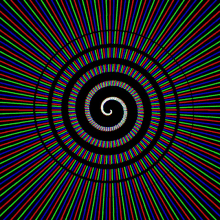 a colorful optical illusion with a spiral in the middle of it