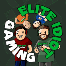 a logo for elite idiot gaming with a group of people