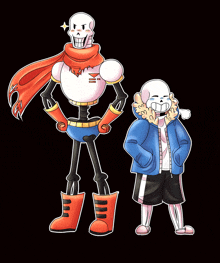 papyrus and sans are standing next to each other on a black background