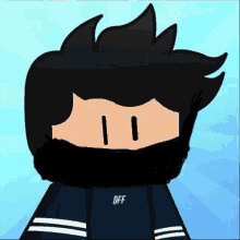 a cartoon character with a beard and a hoodie that says off on it