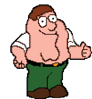 pixel art of peter griffin giving a thumbs up